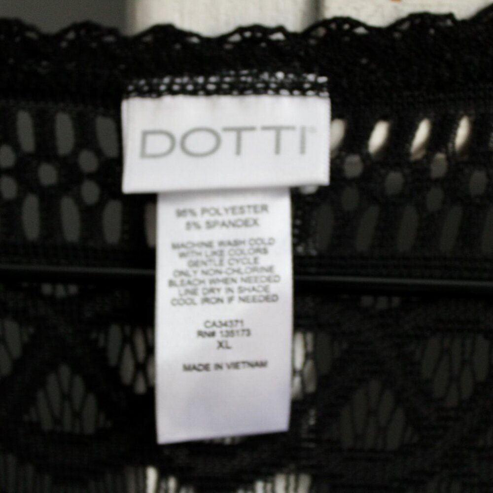 Dotti Women's Black Bemus Fringed Crochet Lightweight Kimono Cover-Up Size XL - Picture 4 of 6